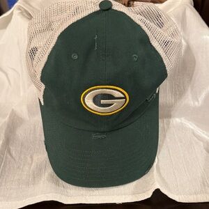 Green Bay Packers Distressed Green and White Cap
